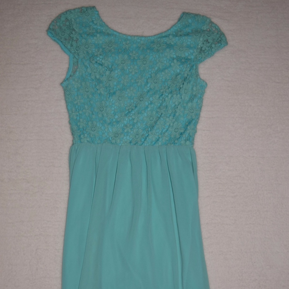 Blue Lace Top Mini Dress